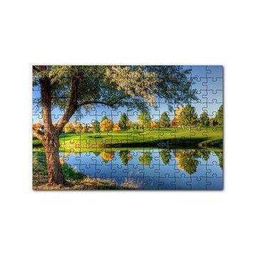 Cakapuzzle Yeşil Çayırlar Durgun Göl ve Söğüt Ağacı 120 Parça Ahşap Puzzle