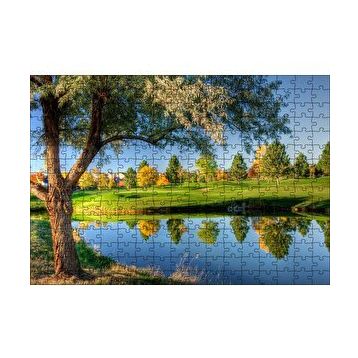 Cakapuzzle Yeşil Çayırlar Durgun Göl ve Söğüt Ağacı 120 Parça Ahşap Puzzle