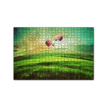 Cakapuzzle Yeşil Çayırlar ve Sıcak Hava Balonları 120 Parça Ahşap Puzzle