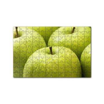 Cakapuzzle Yeşil Elmalar ve Su Damlaları Yakın Çekim 120 Parça Ahşap Puzzle