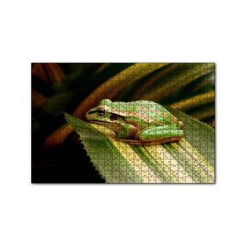 Cakapuzzle Yeşil Yaprak Üzerindeki Yeşil Kurbağa 120 Parça Ahşap Puzzle