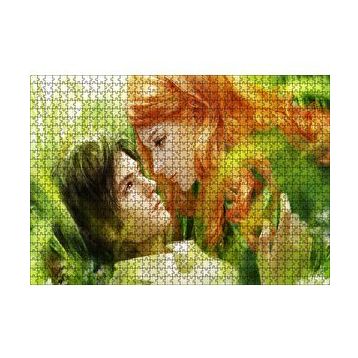 Cakapuzzle Yeşillikler Arasındaki Genç Kız ve Erkek Çizim 120 Parça Ahşap Puzzle