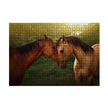 Cakapuzzle Yeşillikler ve Kahverengi At Çifti 120 Parça Ahşap Puzzle