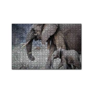 Cakapuzzle Yetişkin Fil ve Yavrusu 120 Parça Ahşap Puzzle