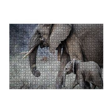 Cakapuzzle Yetişkin Fil ve Yavrusu 120 Parça Ahşap Puzzle