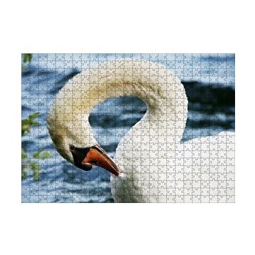 Cakapuzzle Zarif Beyaz Kuğu Yakın Plan 120 Parça Ahşap Puzzle