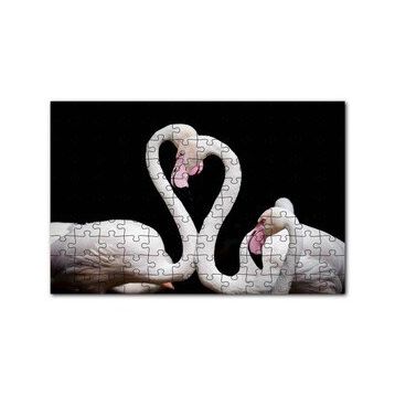 Cakapuzzle Zarif Boyunlarıyla Beyaz Flamingolar 120 Parça Ahşap Puzzle