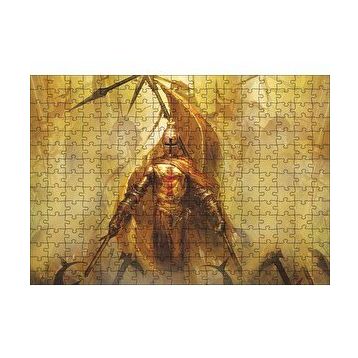 Cakapuzzle Zırhlı Haçlı Şövalyesi ve Savaş Sancakları 120 Parça Ahşap Puzzle