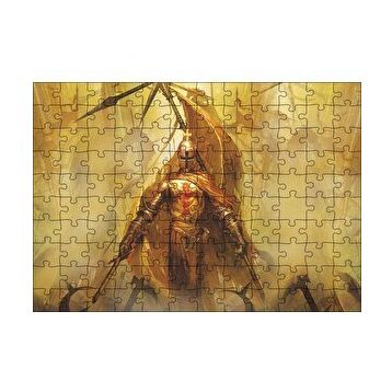 Cakapuzzle Zırhlı Haçlı Şövalyesi ve Savaş Sancakları 120 Parça Ahşap Puzzle