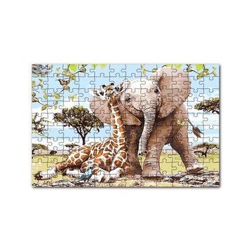 Cakapuzzle Zurafa Fil Karga 120 Parça Ahşap Puzzle