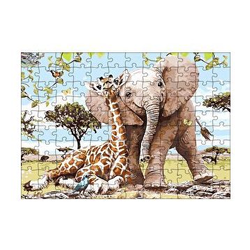 Cakapuzzle Zurafa Fil Karga 120 Parça Ahşap Puzzle