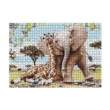 Cakapuzzle Zurafa Fil Karga 120 Parça Ahşap Puzzle