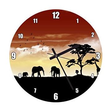 Cakasaat Afrika Yaban Hayatı Silüet Kompozisyon Duvar Saati