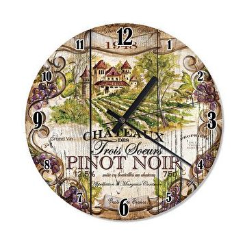 Cakasaat Ahşap Zeminde Pinot Noir Bağı Duvar Saati