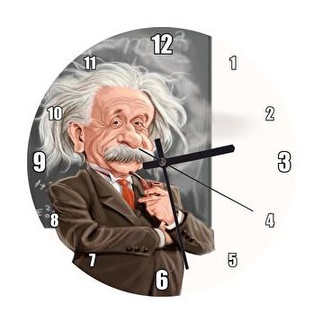Cakasaat Alber Einstein Karatahta Karikatürize Duvar Saati