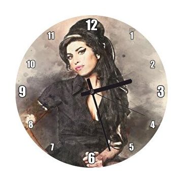 Cakasaat Amy Winehouse Suluboya Efekt Portre Duvar Saati