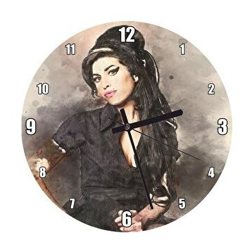 Cakasaat Amy Winehouse Suluboya Efekt Portre Duvar Saati