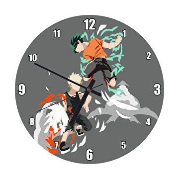 Cakasaat Anime Kahraman Akademi Izuku Midoriya Katsuki Bakugou Görseli Duvar Saati