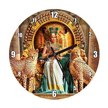 Cakasaat Antik Mısır'da Nefertiti Ve Tahtın Yanında Çitalar Duvar Saati