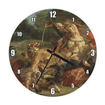 Cakasaat Aslan Avı Eugène Delacroix Sanat Görseli Duvar Saati