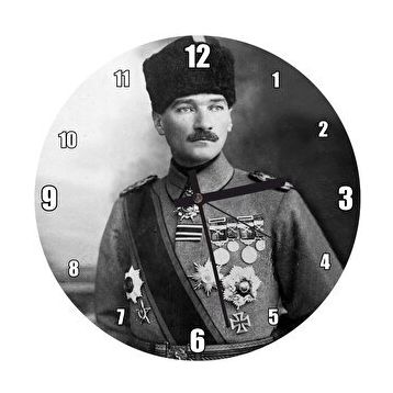 Cakasaat Atatürk Kalpaklı Madalyalı Duvar Saati