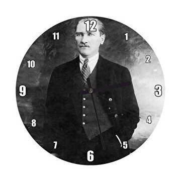 Cakasaat Atatürk Takım Yelek Bıyıklı Ayakta Duvar Saati