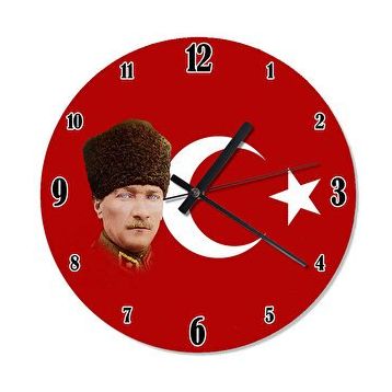 Cakasaat Atatürk Ve Bayrak Desenli Duvar Saati
