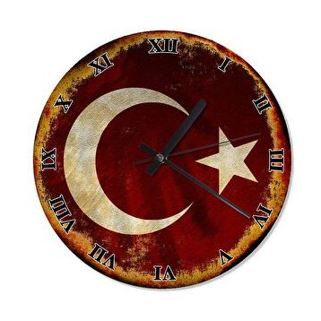 Cakasaat Ay Yıldız Bayrak Retro Duvar Saati