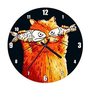 Cakasaat Balık Gözlü Kedi Karikatürize Duvar Saati