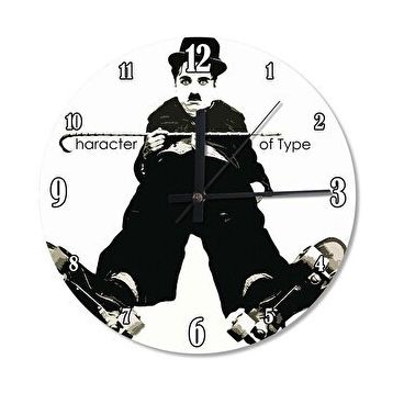 Cakasaat Bastonlu Charlie Chaplin Ahşap Duvar Saati