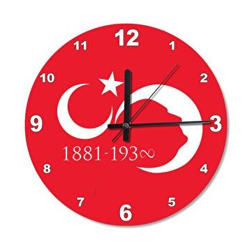 Cakasaat Bayrak , Atatürk Silüeti, Doğum Sonsuzluk Desenli Duvar Saati