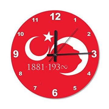 Cakasaat Bayrak , Atatürk Silüeti, Doğum Sonsuzluk Desenli Duvar Saati