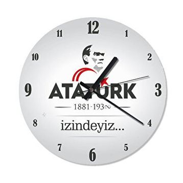 Cakasaat Beyaz Zemin Atatürk 1881 - 1938 İzindeyiz Duvar Saati