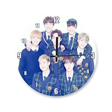 Cakasaat Bts Kore Pop Okul Üniformalı Duvar Saati