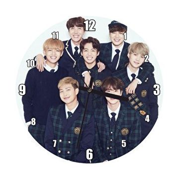 Cakasaat Bts Kore Pop Okul Üniformalı Görsel Duvar Saati