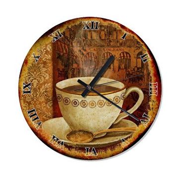Cakasaat Cafe Orleans Kahve Şekilli Duvar Saati