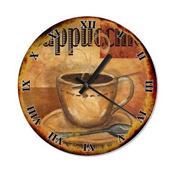 Cakasaat Cappuccino Kahve Dekoratif Duvar Saati