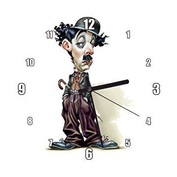 Cakasaat Charlie Chaplin Renkli Karikatür Duvar Saati