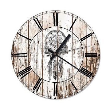 Cakasaat Çiçekli Dreamcatcher Desenli Duvar Saati