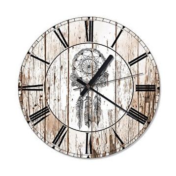 Cakasaat Çiçekli Dreamcatcher Desenli Duvar Saati