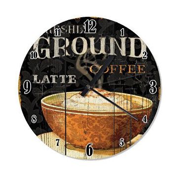 Cakasaat Coffee Latte Kahve Fincanı Tasarım Duvar Saati