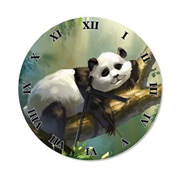 Cakasaat Dalda Uyuyan Panda Baskılı Duvar Saati