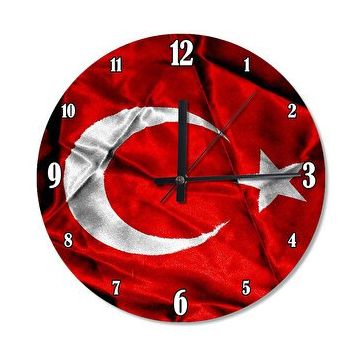 Cakasaat Dalgalanan Türk Bayrağı Dekoratif Duvar Saati