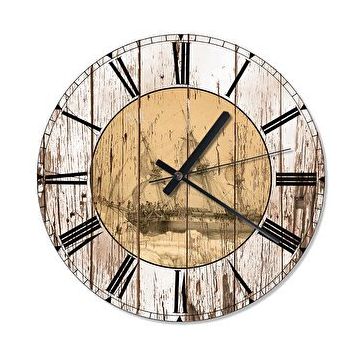 Cakasaat Dalgalar İle Savaşan Gemi Desenli Duvar Saati