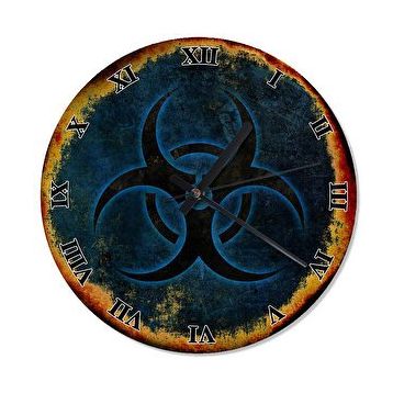 Cakasaat Eski Zeminde Biohazard Sembolü Analog Duvar Saati