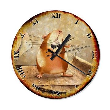 Cakasaat Eski Zeminde Kedi Bıyıkları Keman Çalan Fare Duvar Saati