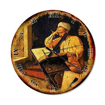 Cakasaat Eski Zeminde Rahlede Kitap Okuyan Sarıklı Adam Duvar Saati