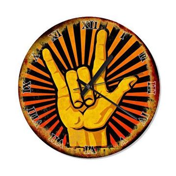 Cakasaat Eski Zeminde Rock And Roll Devil's Horn Duvar Saati