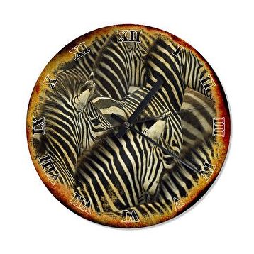 Cakasaat Eski Zeminde Siyah Beyaz Çizgili Zebra Sürüsü Duvar Saati
