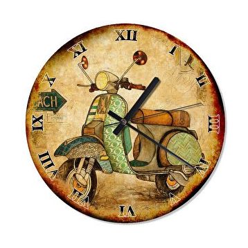 Cakasaat Eski Zeminde Vespa Motorsiklet Duvar Saati